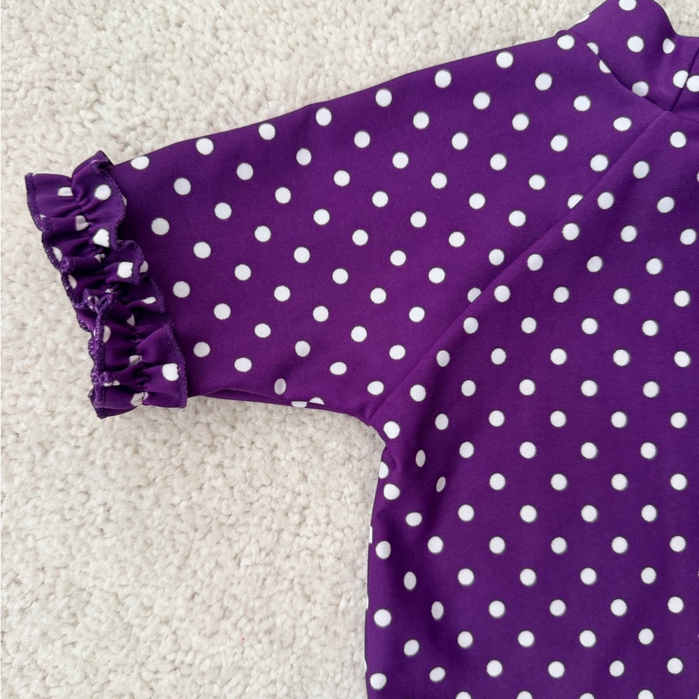 Ruffle Butts Purple Polka Dot Rashguard Set - Picture 10 of 12